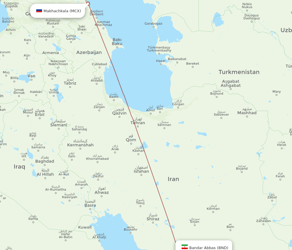 BND-MCX flight routes