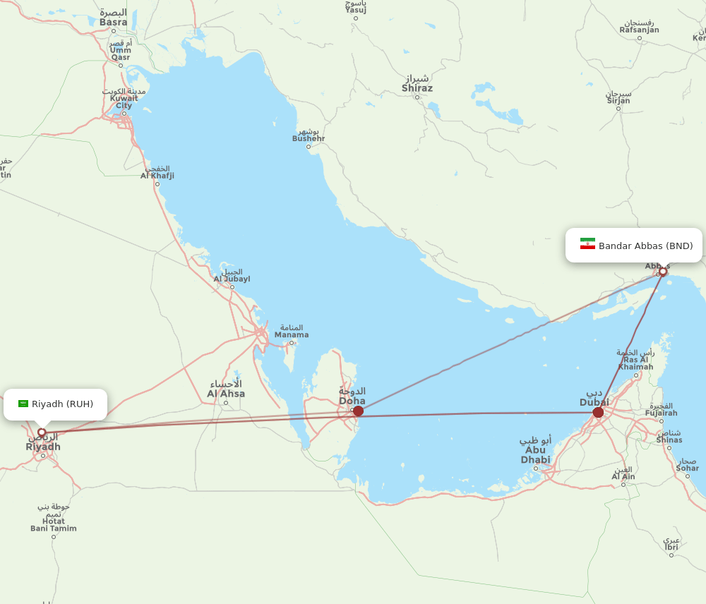BND-RUH flight routes