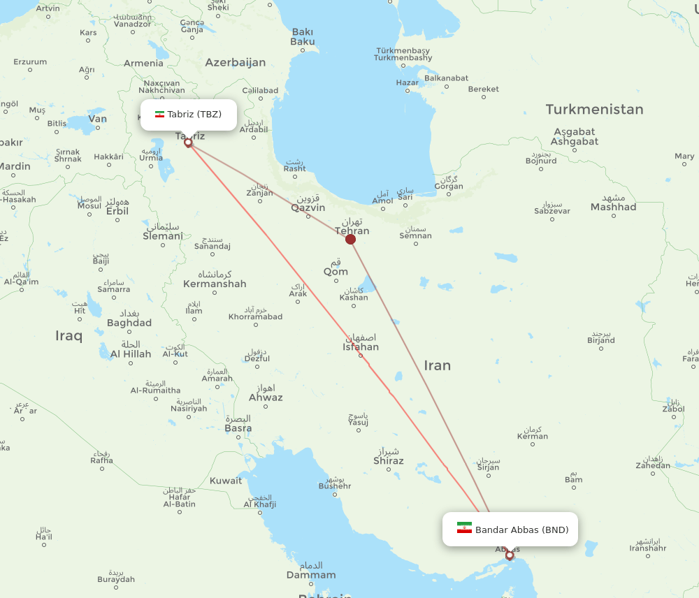 BND to TBZ flights and routes map