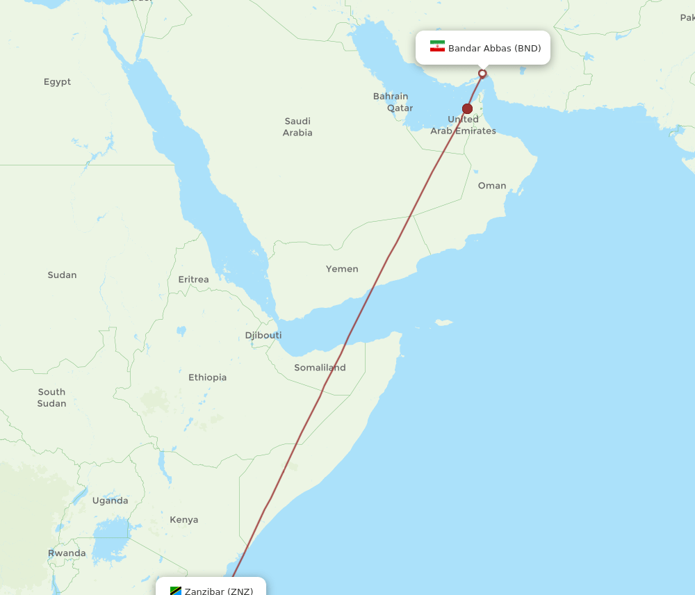 BND-ZNZ flight routes
