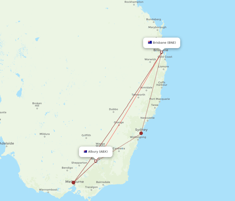 BNE-ABX flight routes