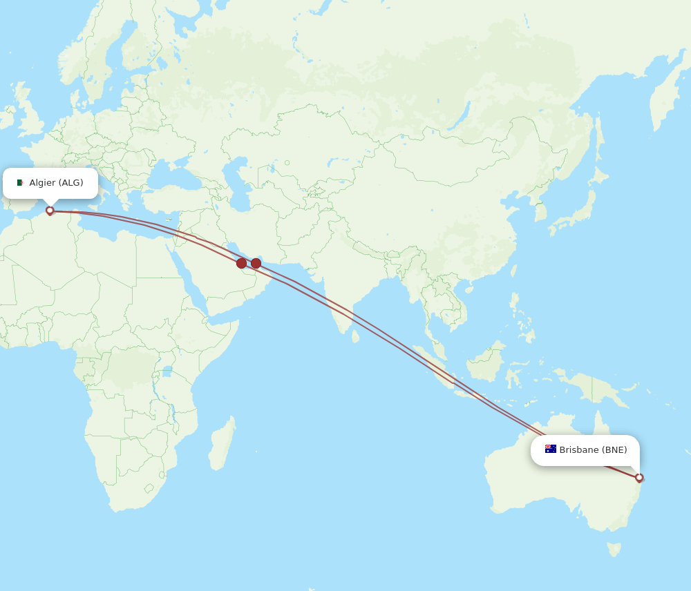 BNE-ALG flight routes