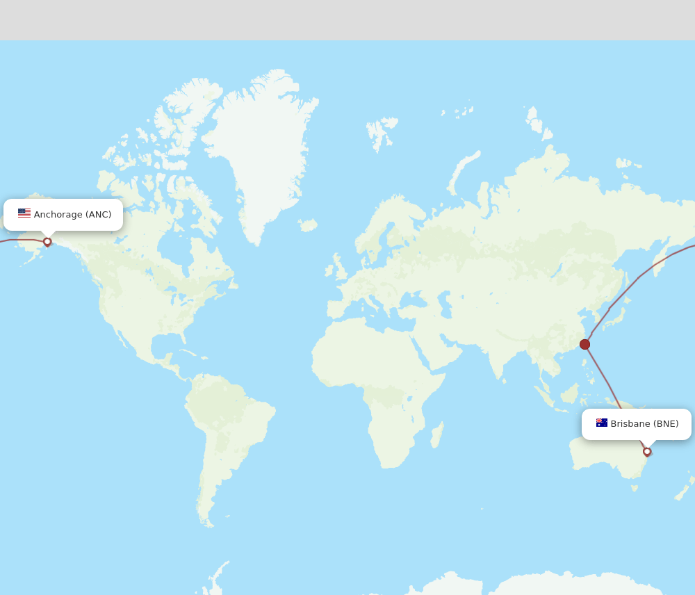 Anchorage - Brisbane route map and flight paths