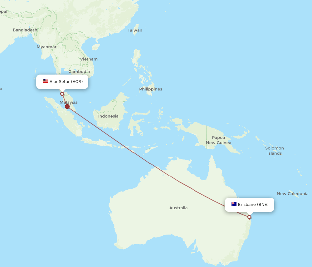 BNE-AOR flight routes