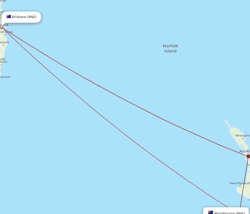 BNE to BHE flights and routes map