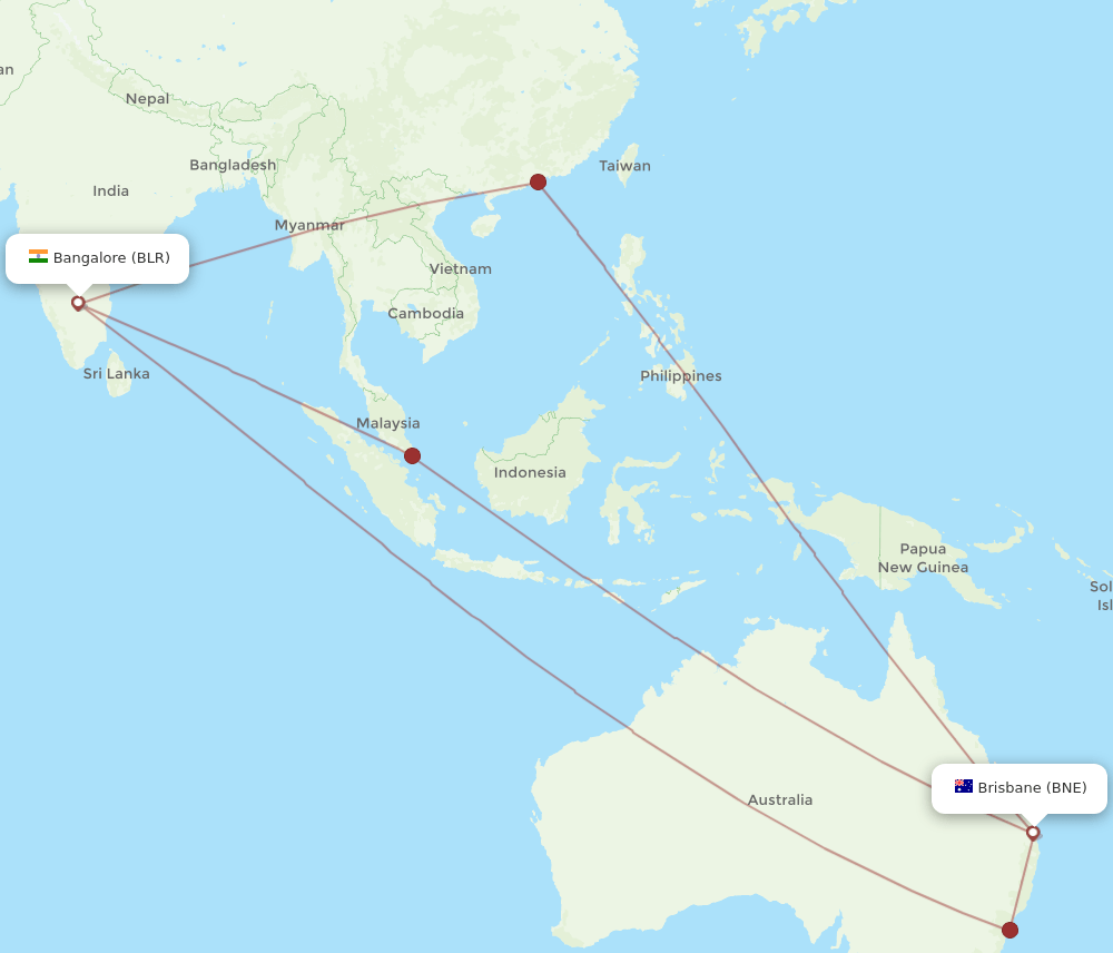 BNE-BLR flight routes