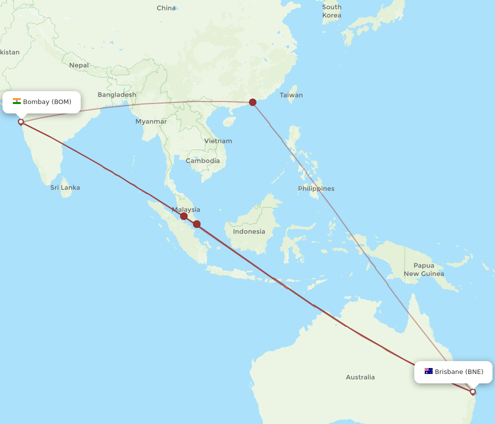 BNE-BOM flight routes