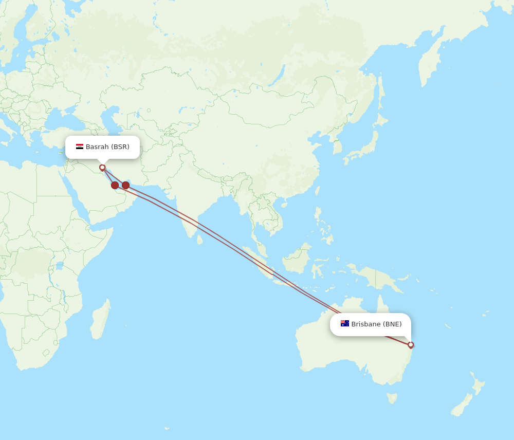 BNE-BSR flight routes