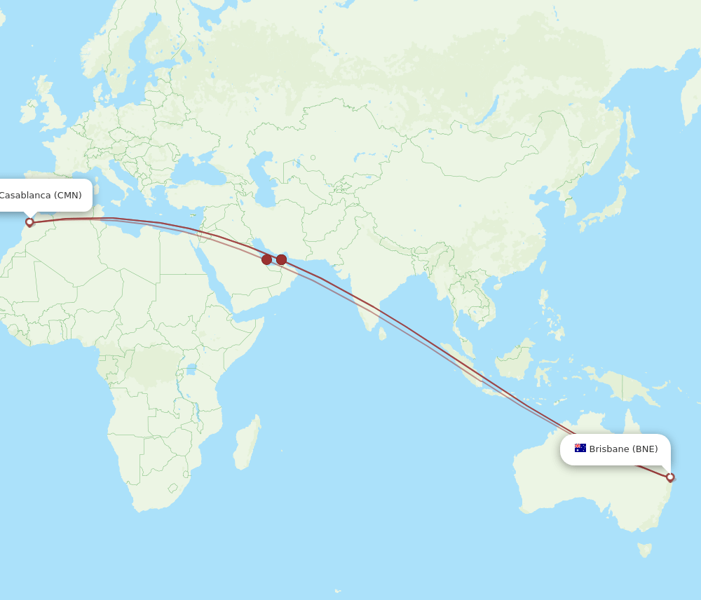 BNE-CMN flight routes