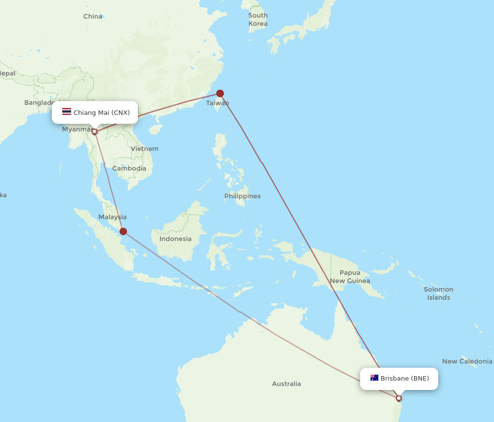BNE-CNX flight routes