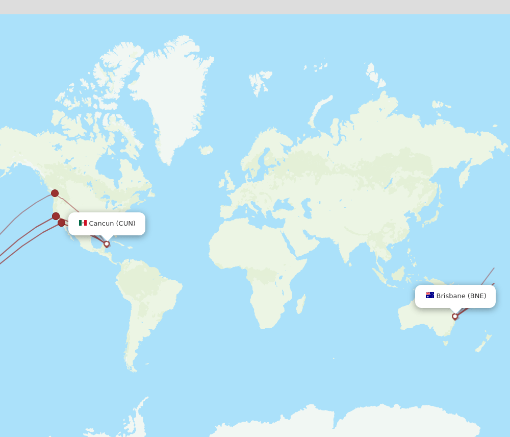 BNE-CUN flight routes