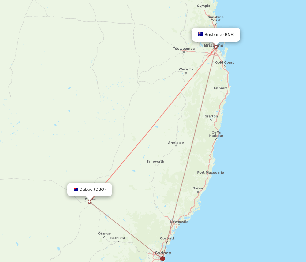 BNE-DBO flight routes