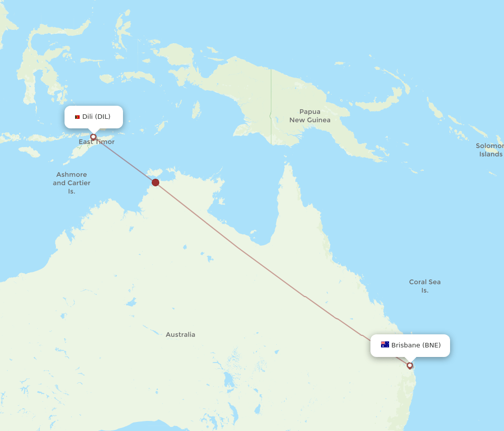 BNE-DIL flight routes