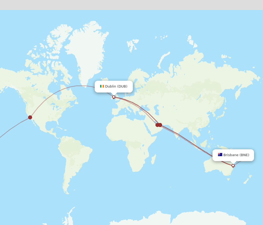 BNE-DUB flight routes