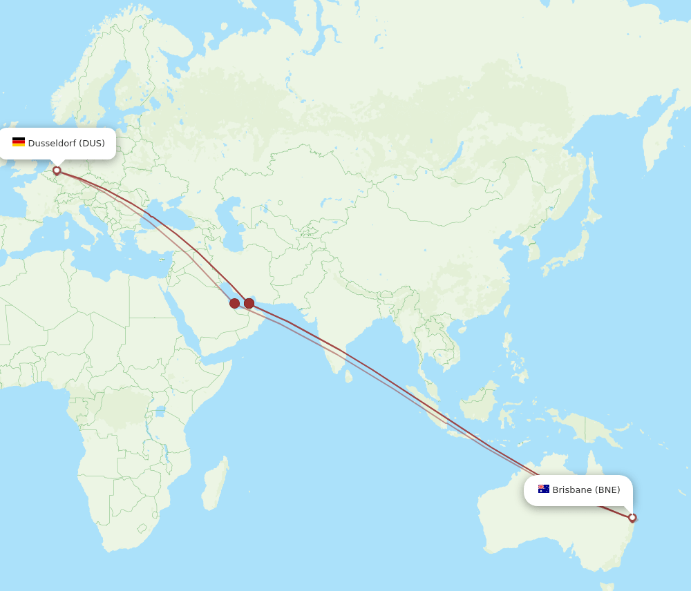 BNE-DUS flight routes