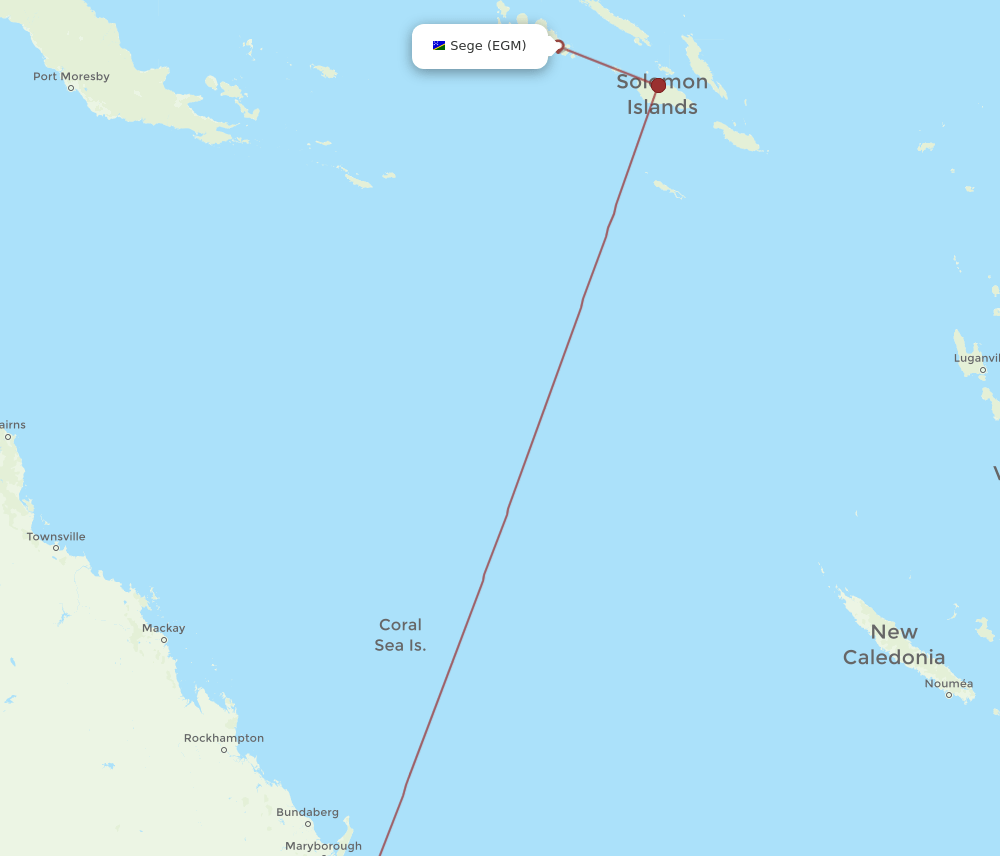 BNE-EGM flight routes
