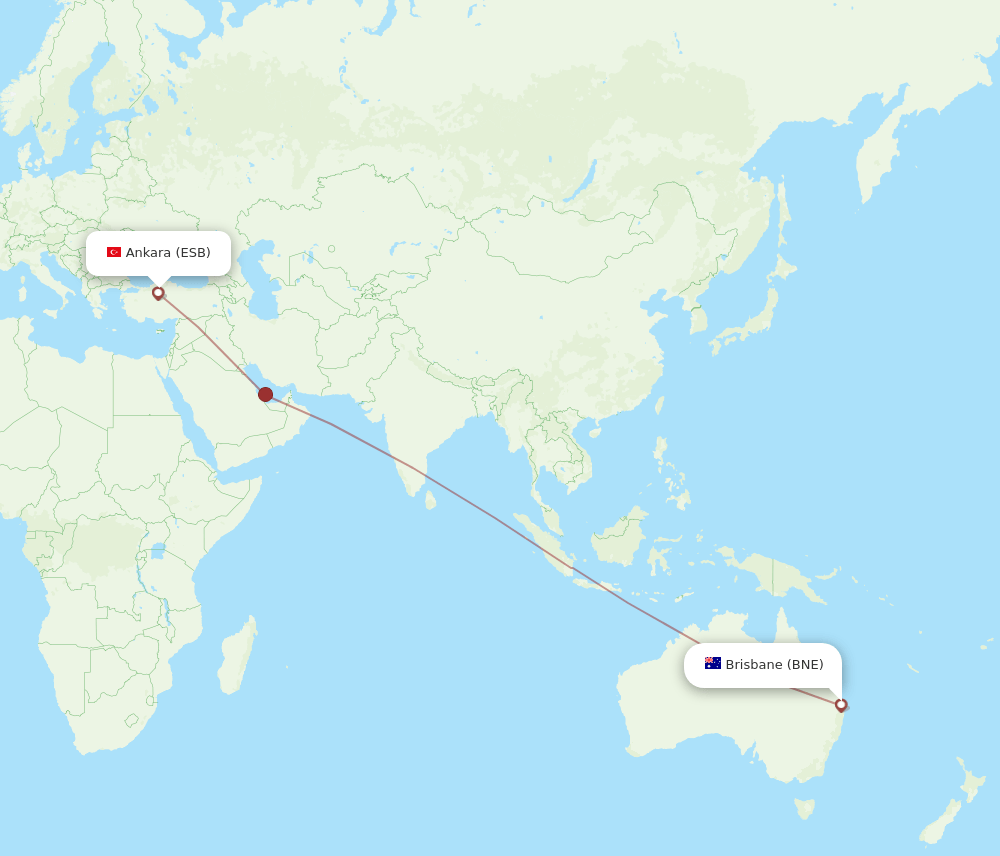 BNE-ESB flight routes