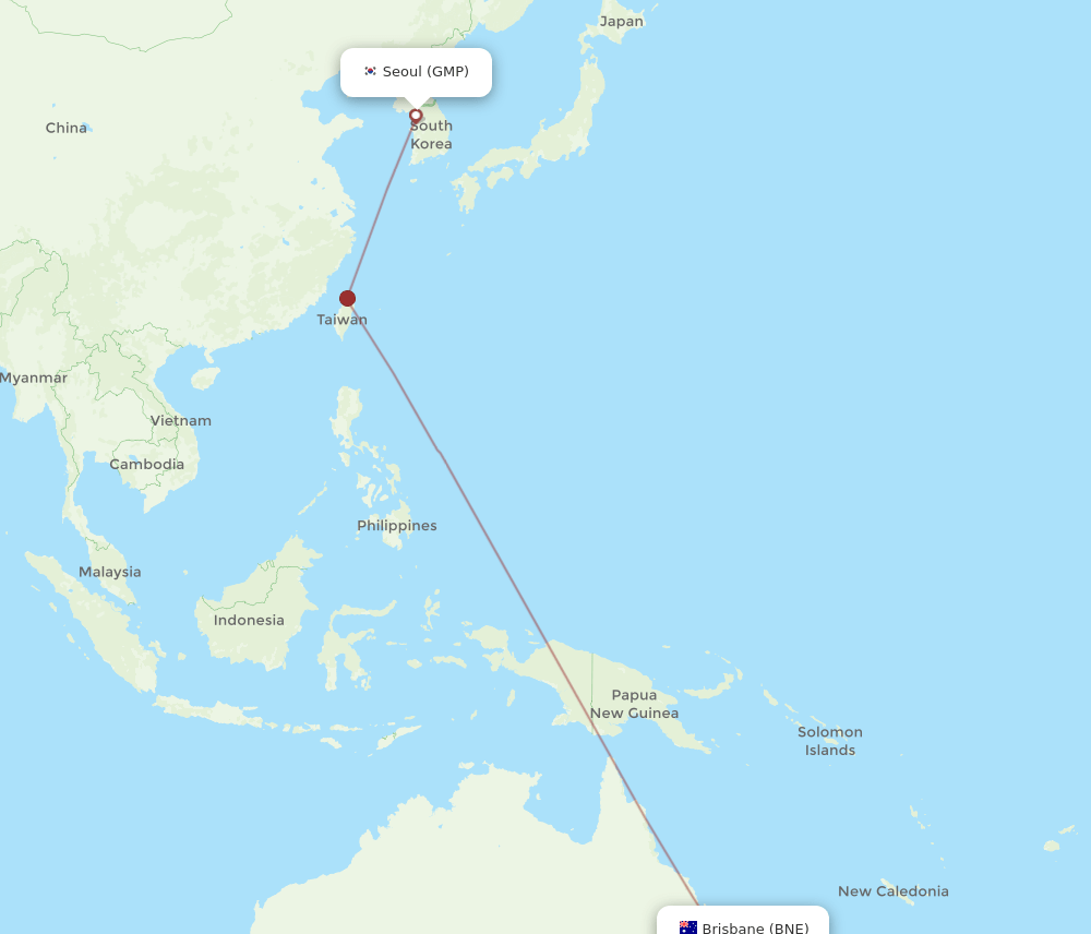BNE to GMP flights and routes map
