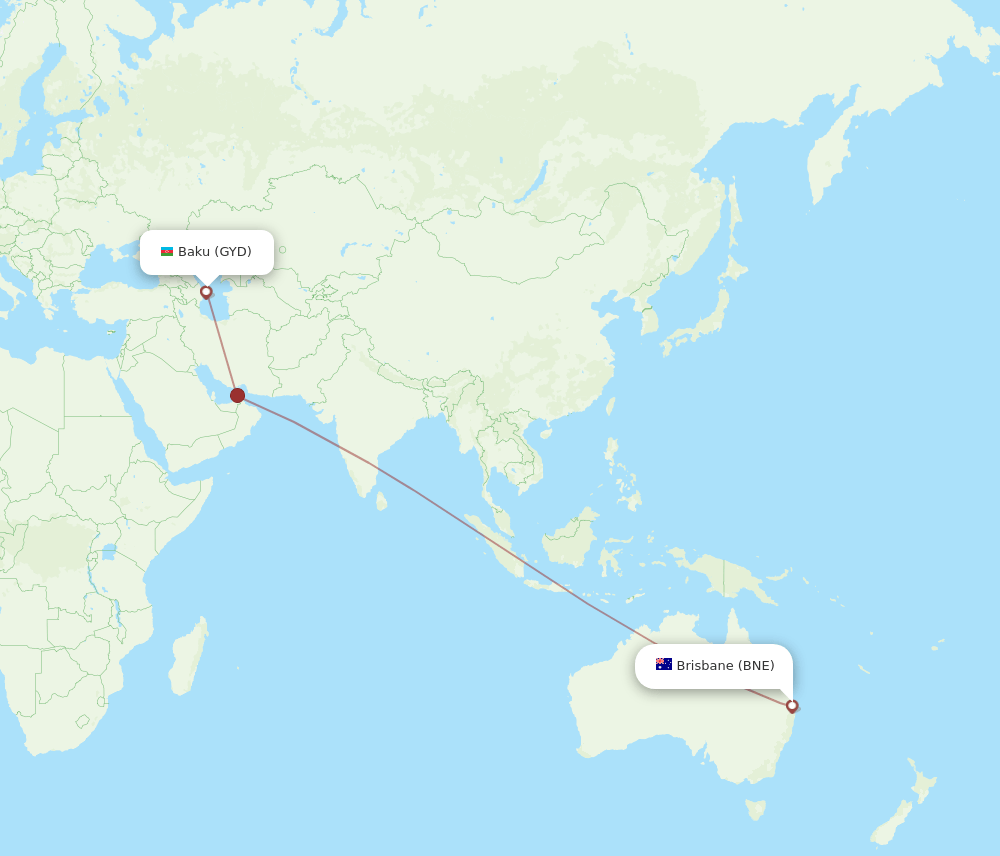 BNE-GYD flight routes