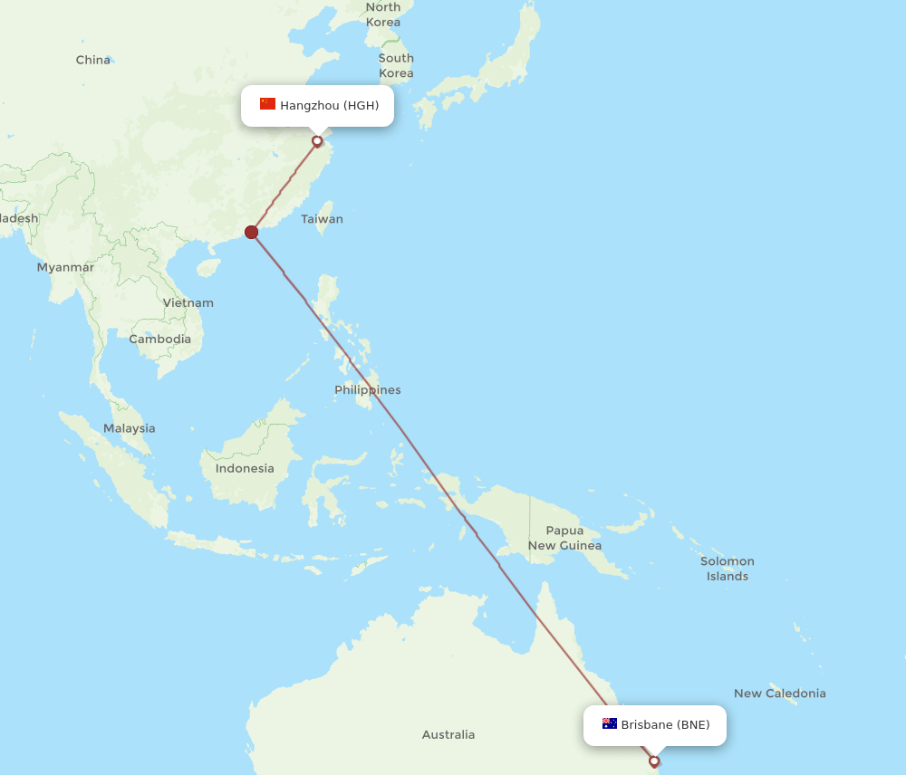 BNE-HGH flight routes