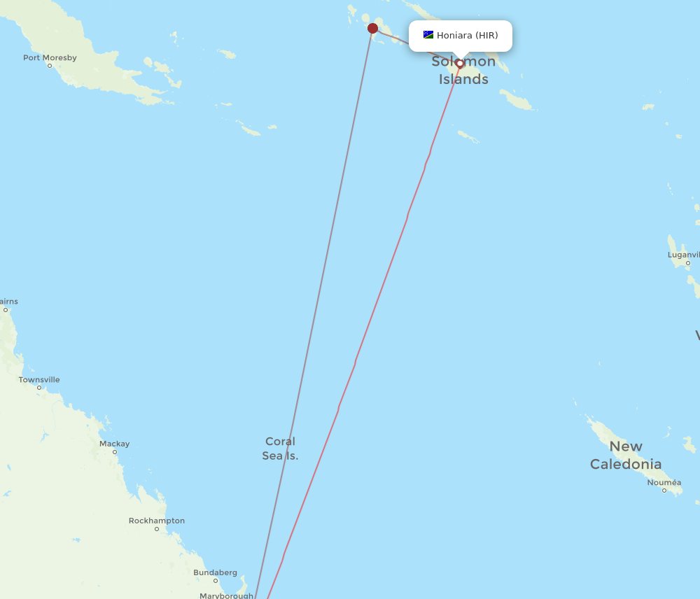 HIR to BNE flights and routes map