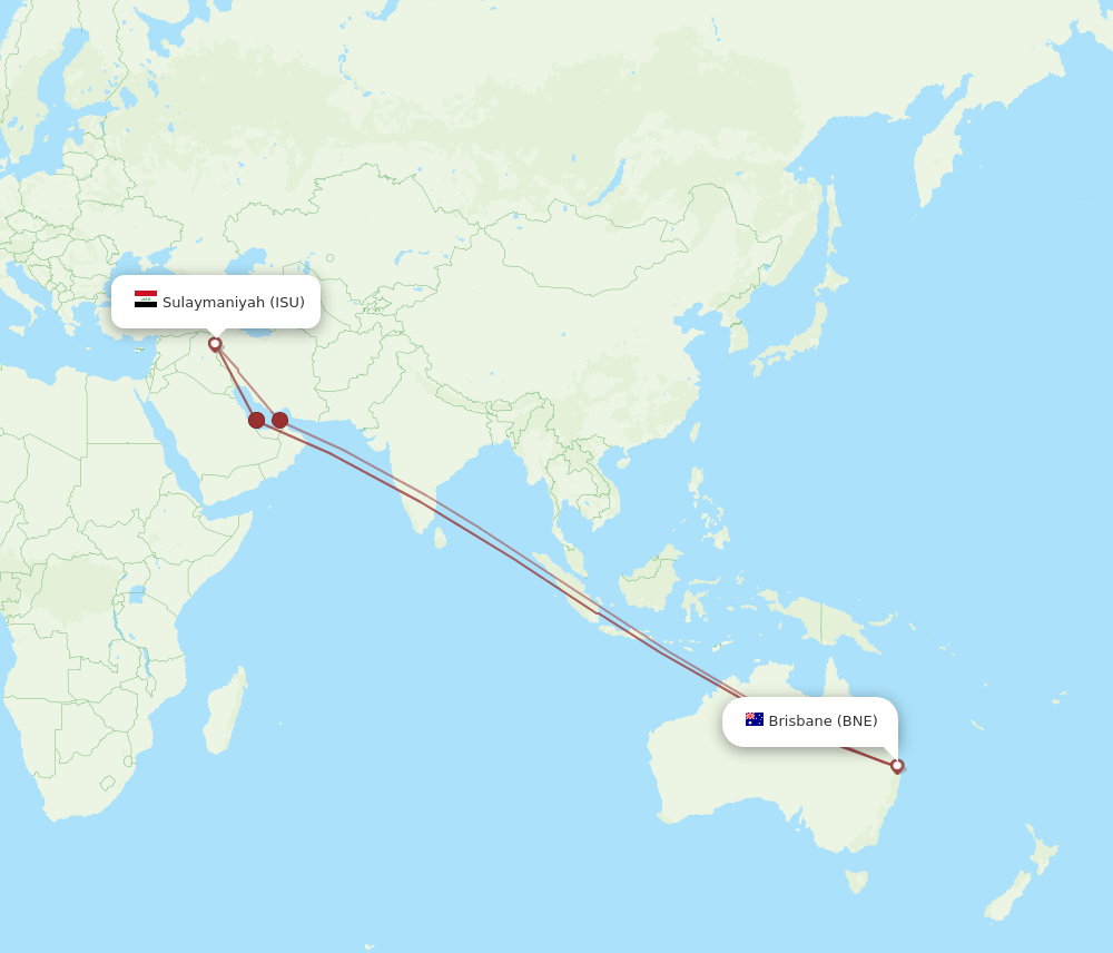 BNE-ISU flight routes