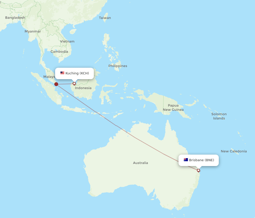 BNE-KCH flight routes