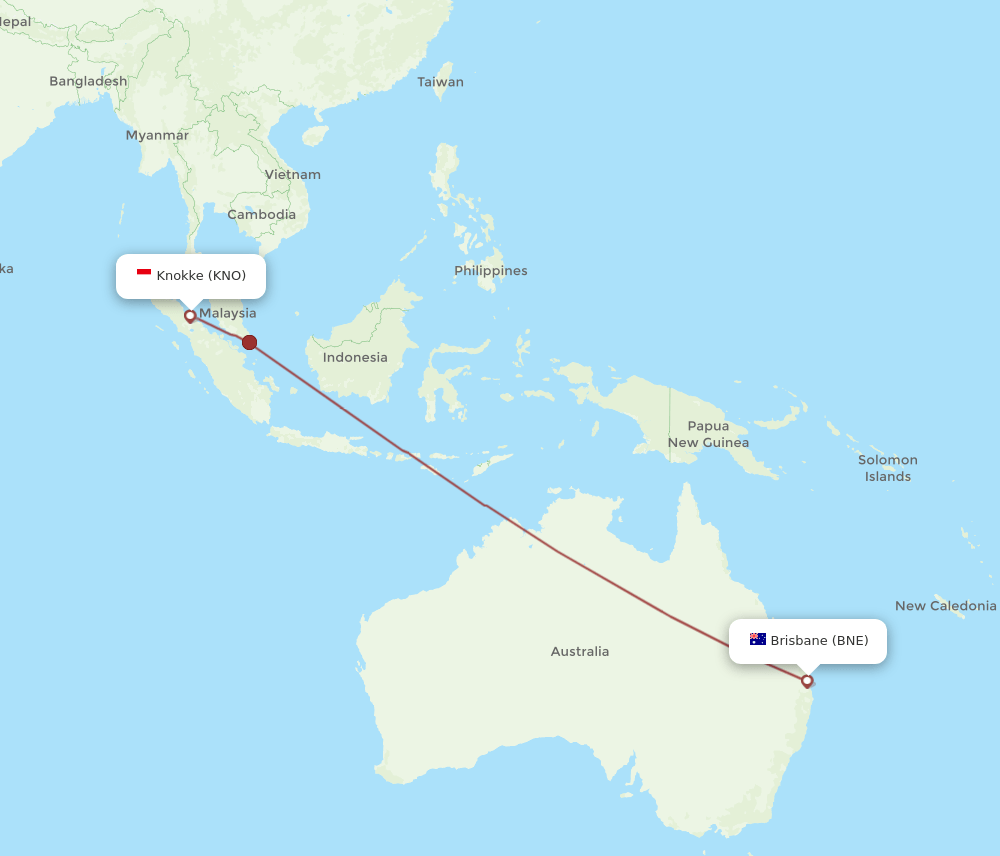 BNE-KNO flight routes
