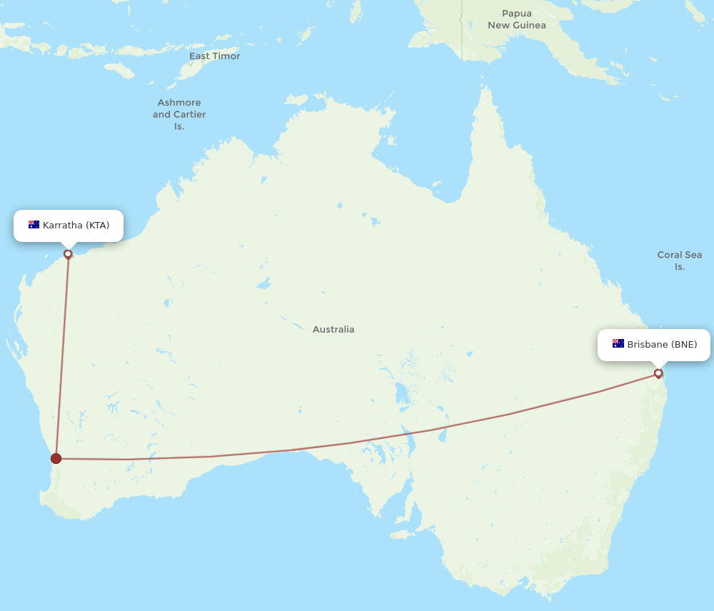 BNE-KTA flight routes