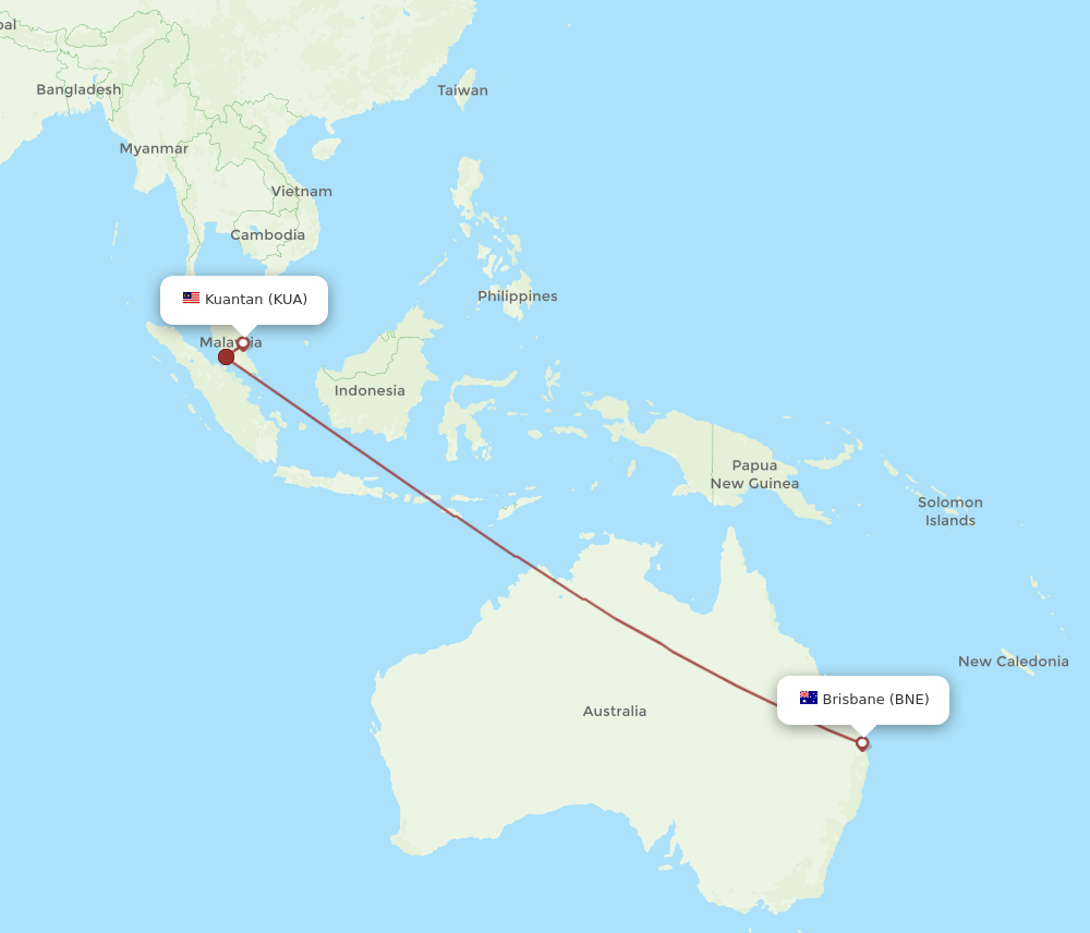BNE-KUA flight routes