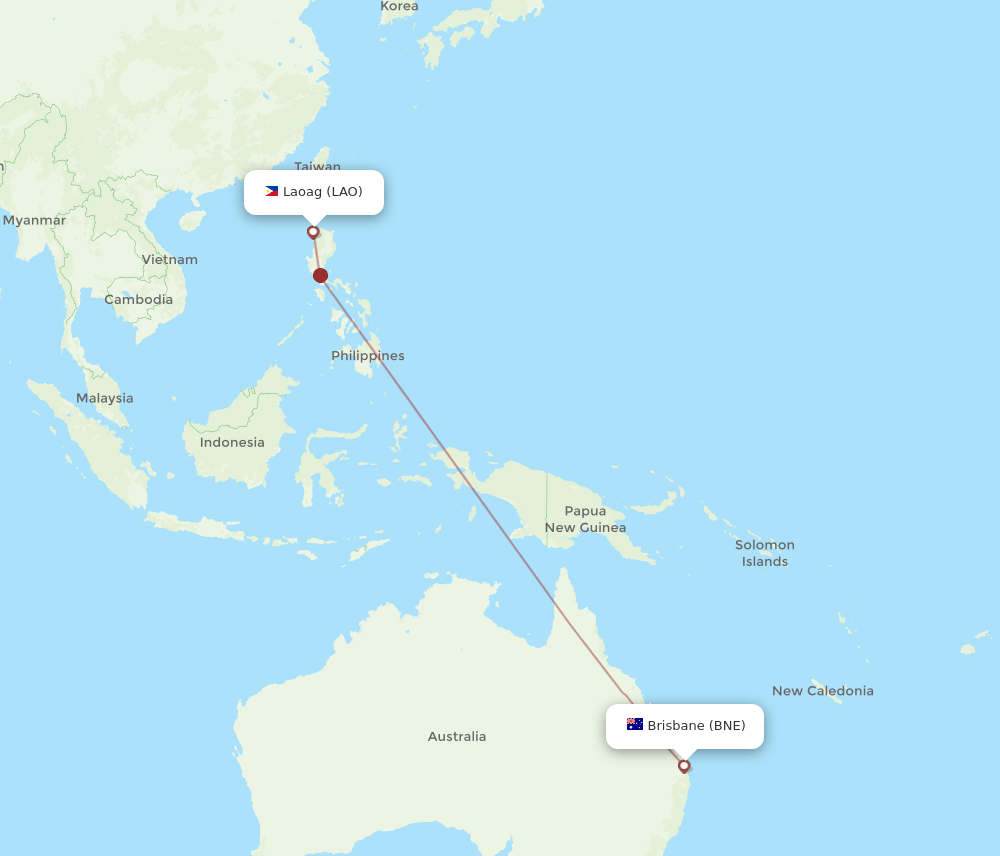 BNE-LAO flight routes