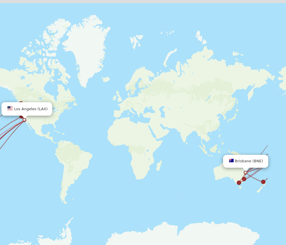 BNE to LAX flights and routes map