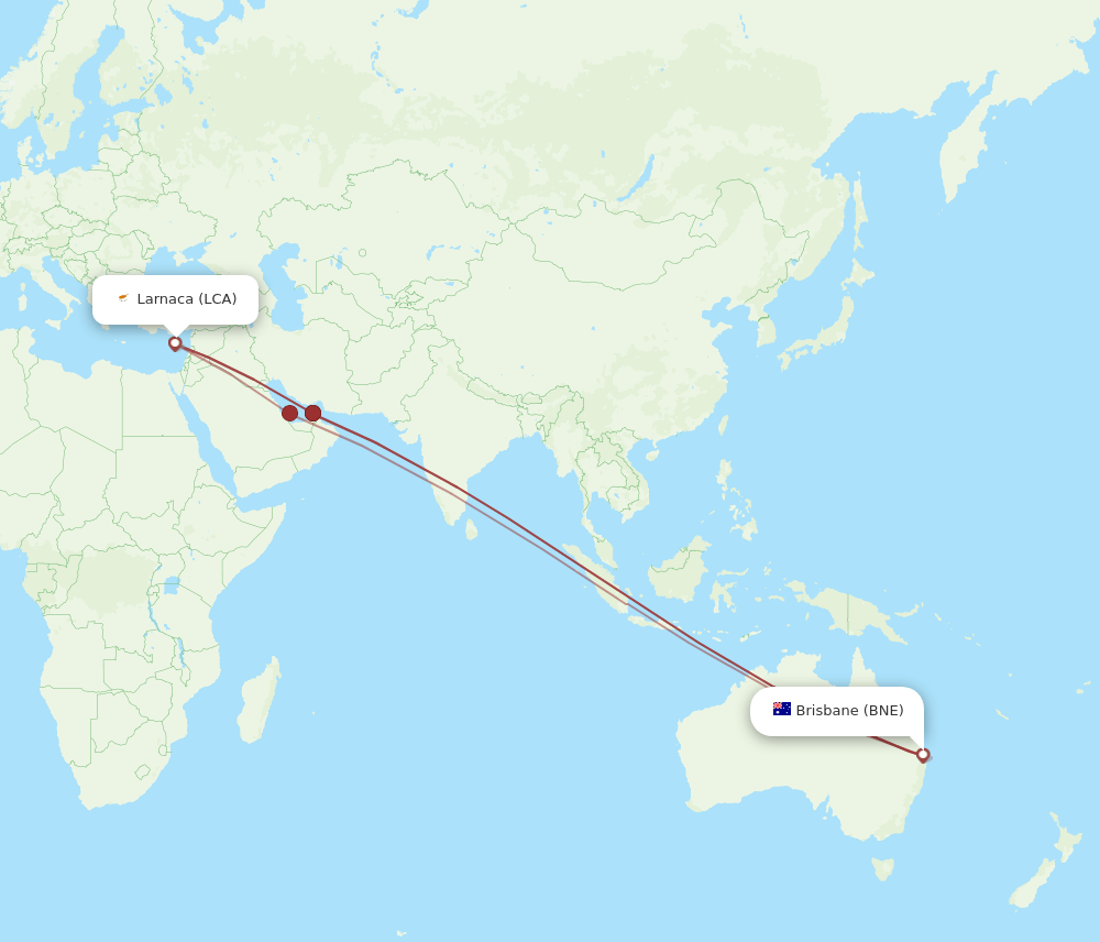 BNE-LCA flight routes