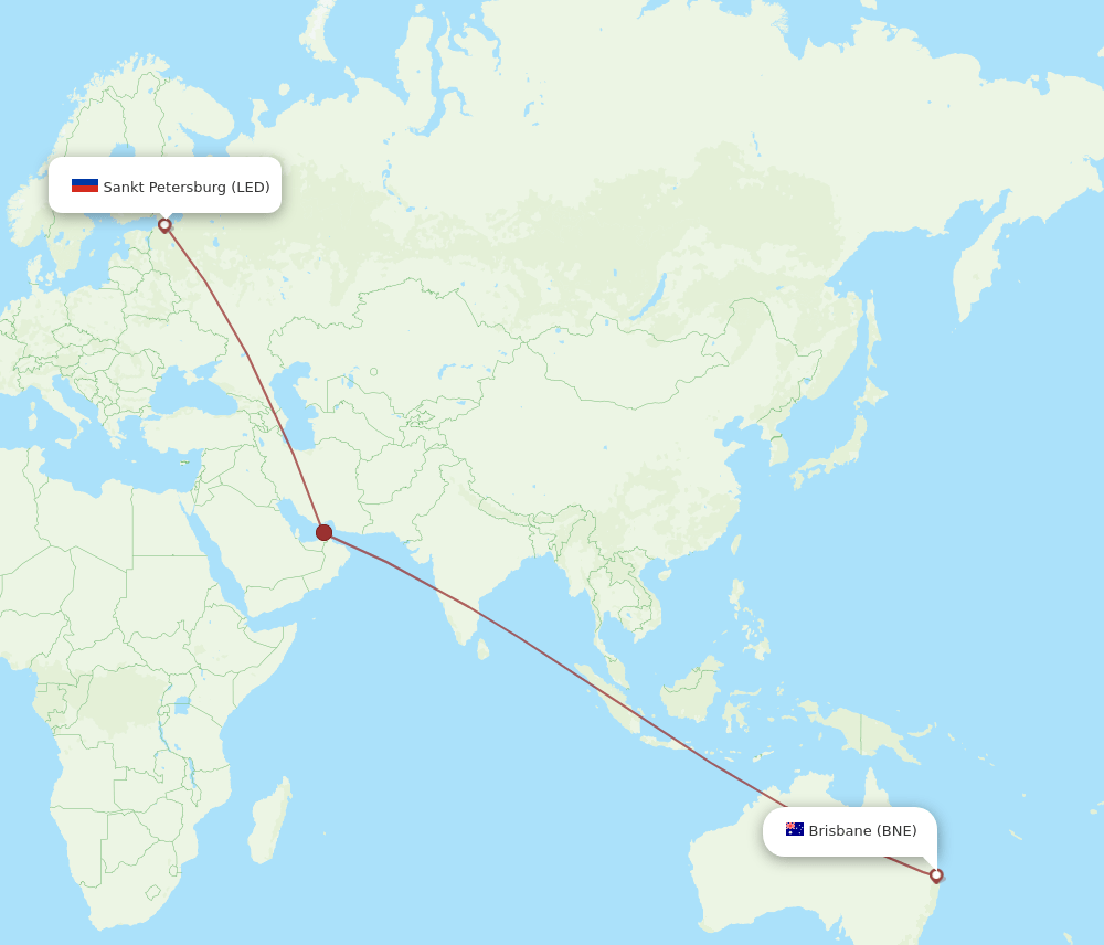 BNE-LED flight routes