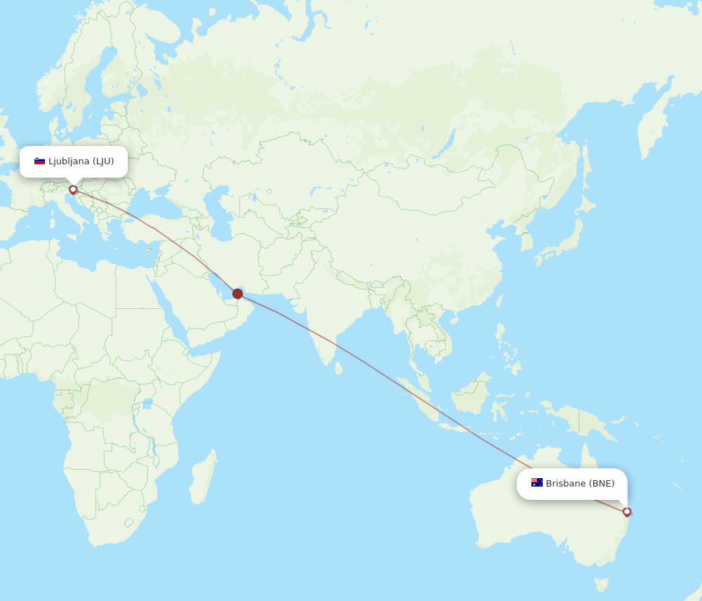 BNE-LJU flight routes