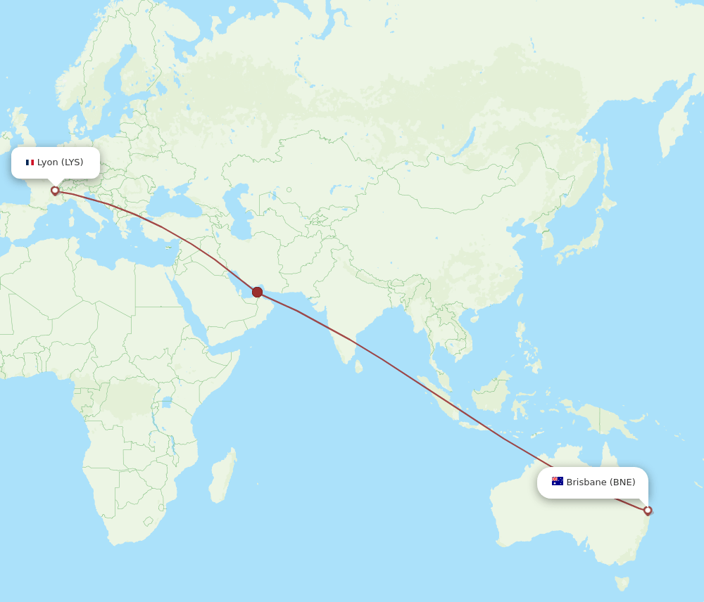 BNE-LYS flight routes