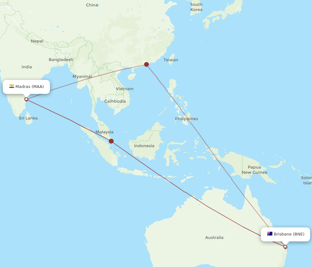 BNE-MAA flight routes