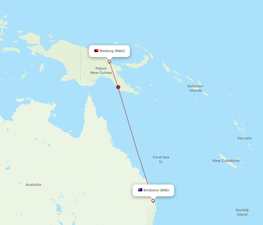 BNE-MAG flight routes