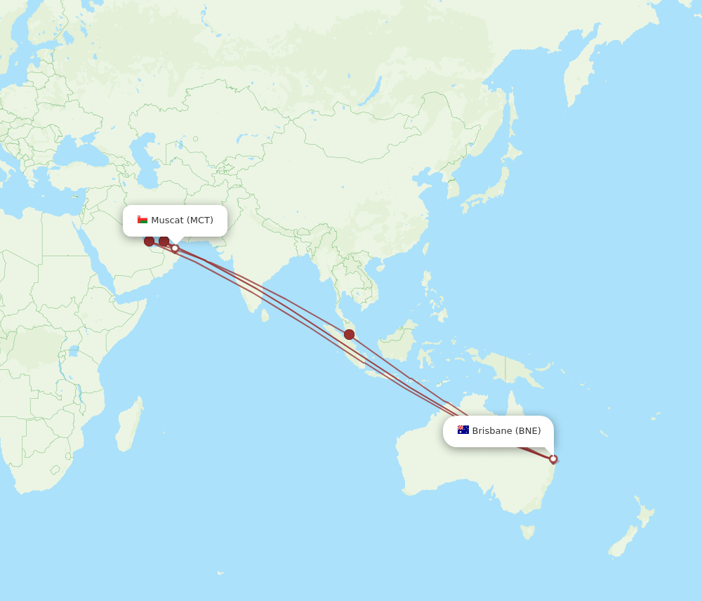 BNE-MCT flight routes