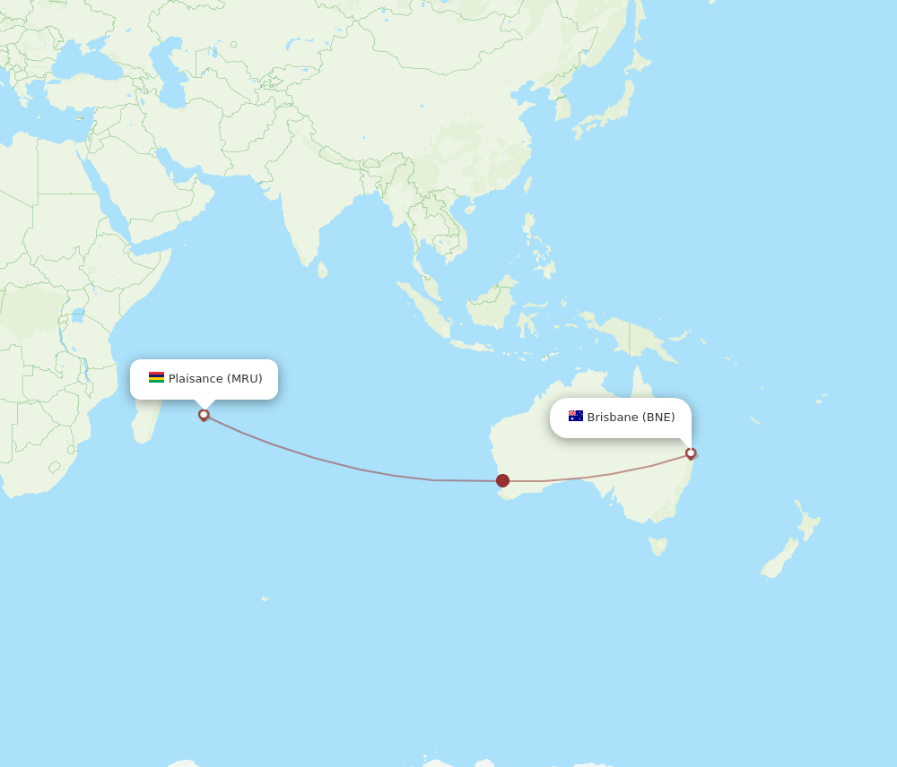 BNE-MRU flight routes