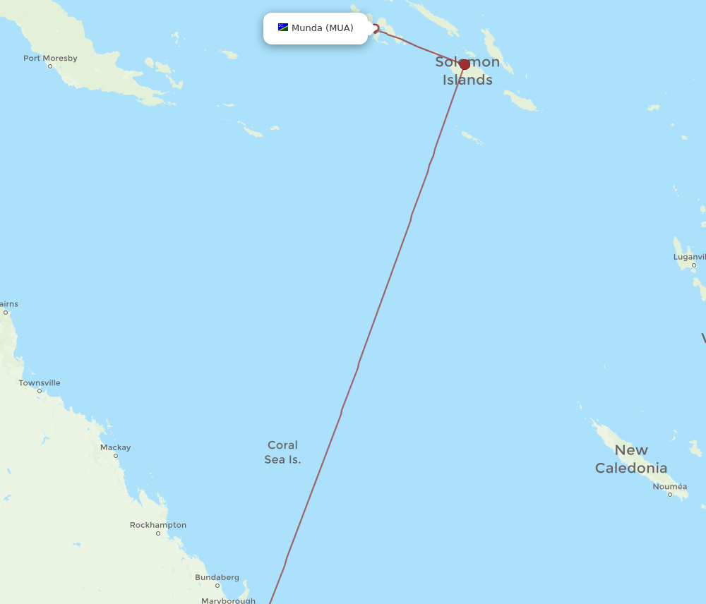 BNE to MUA flights and routes map