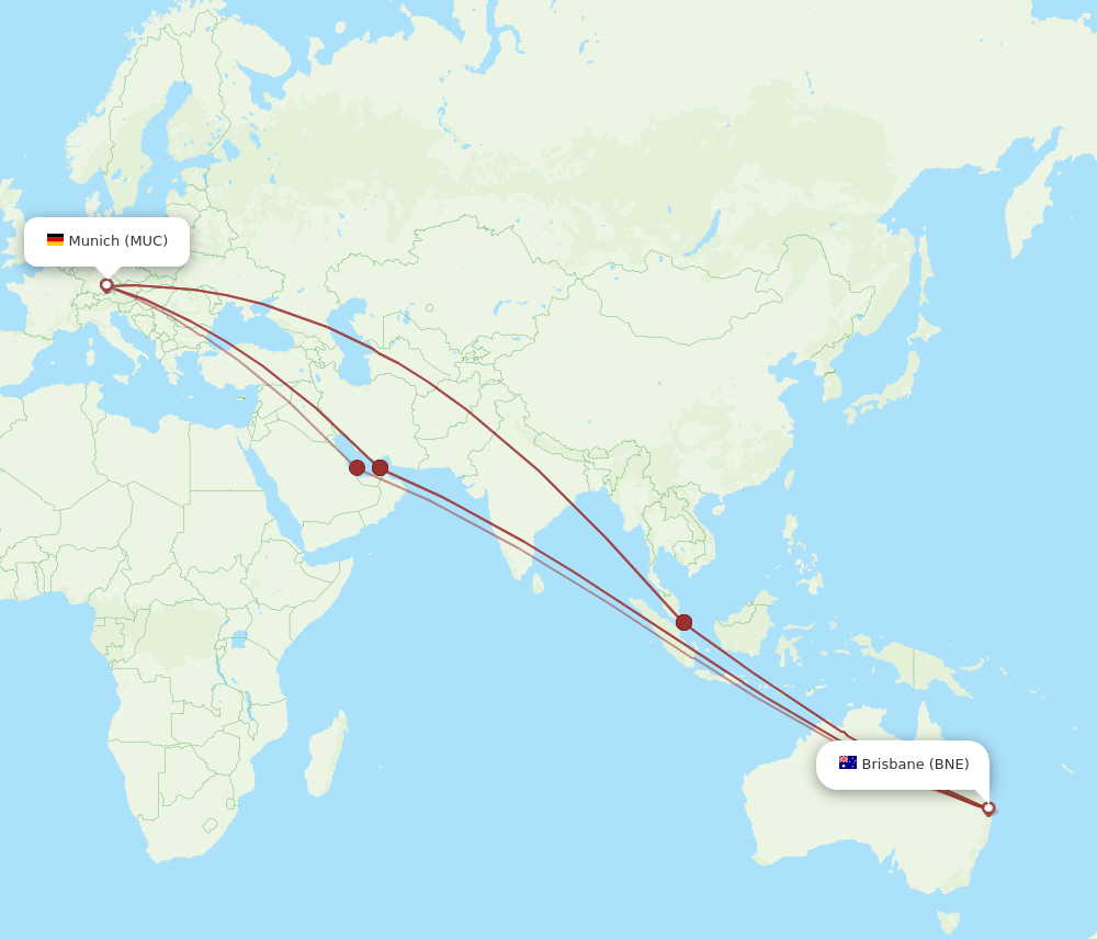 BNE-MUC flight routes