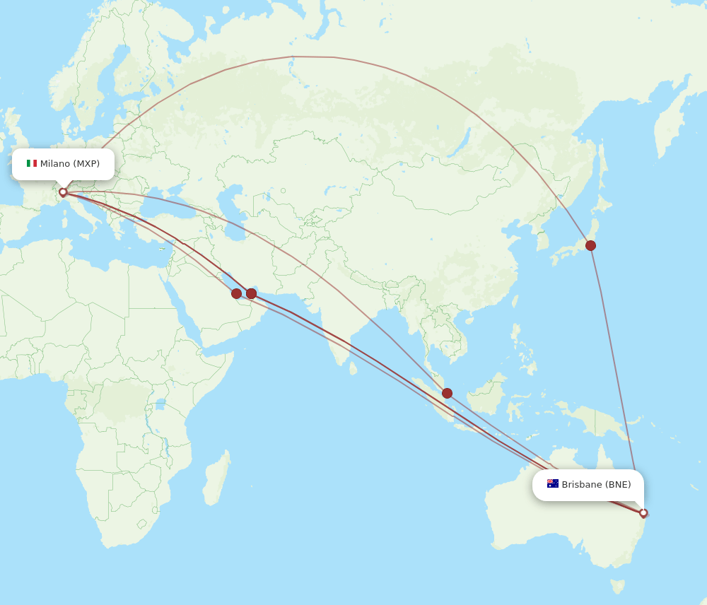BNE-MXP flight routes