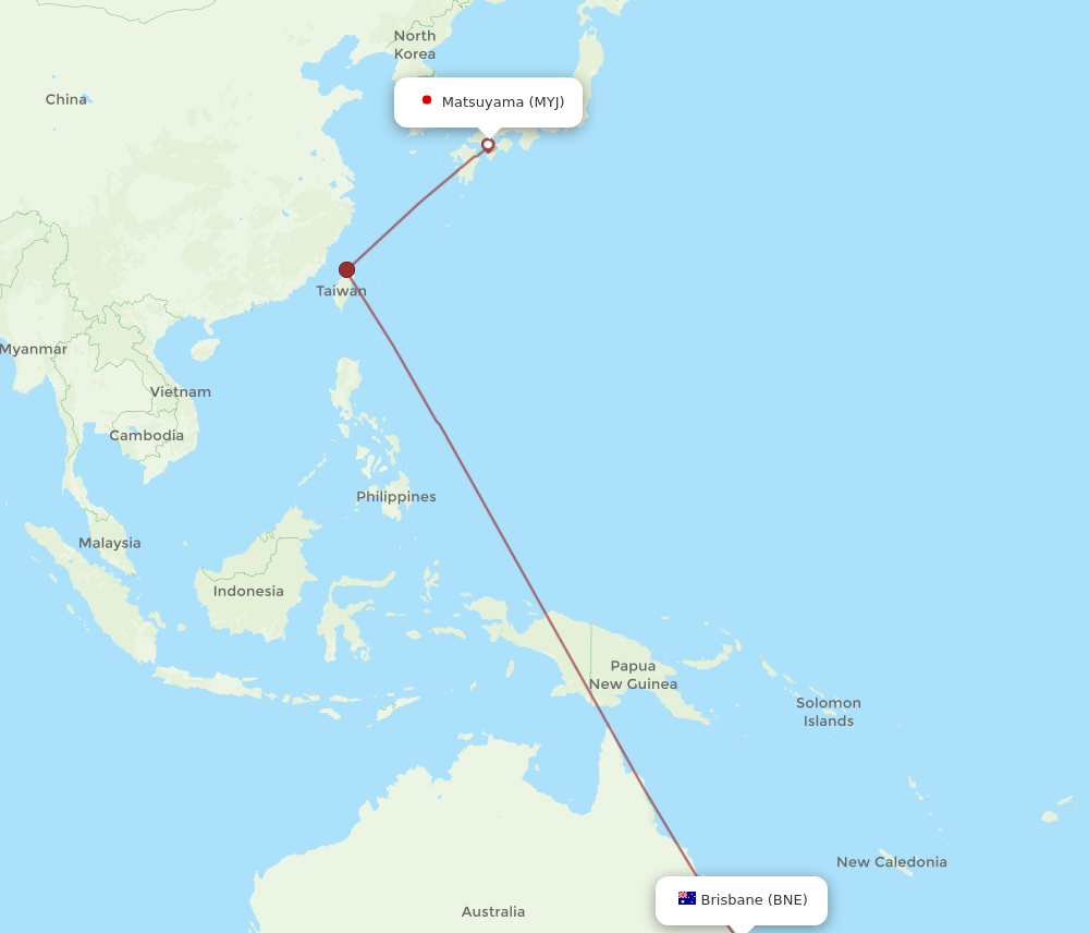 BNE-MYJ flight routes