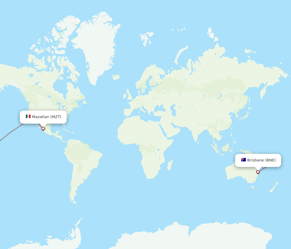 BNE-MZT flight routes