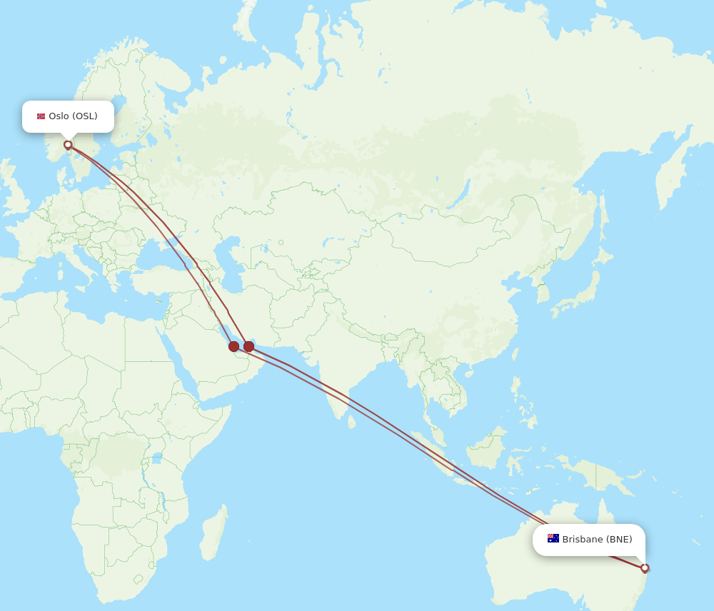 BNE-OSL flight routes