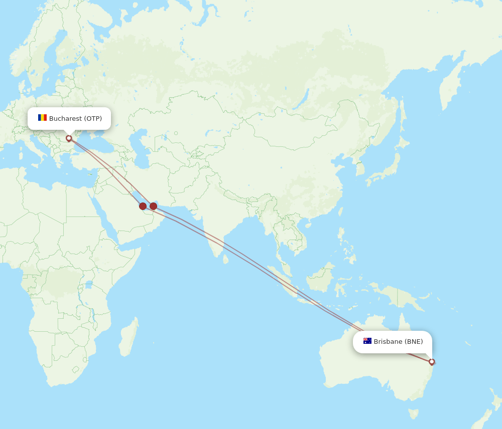 BNE-OTP flight routes