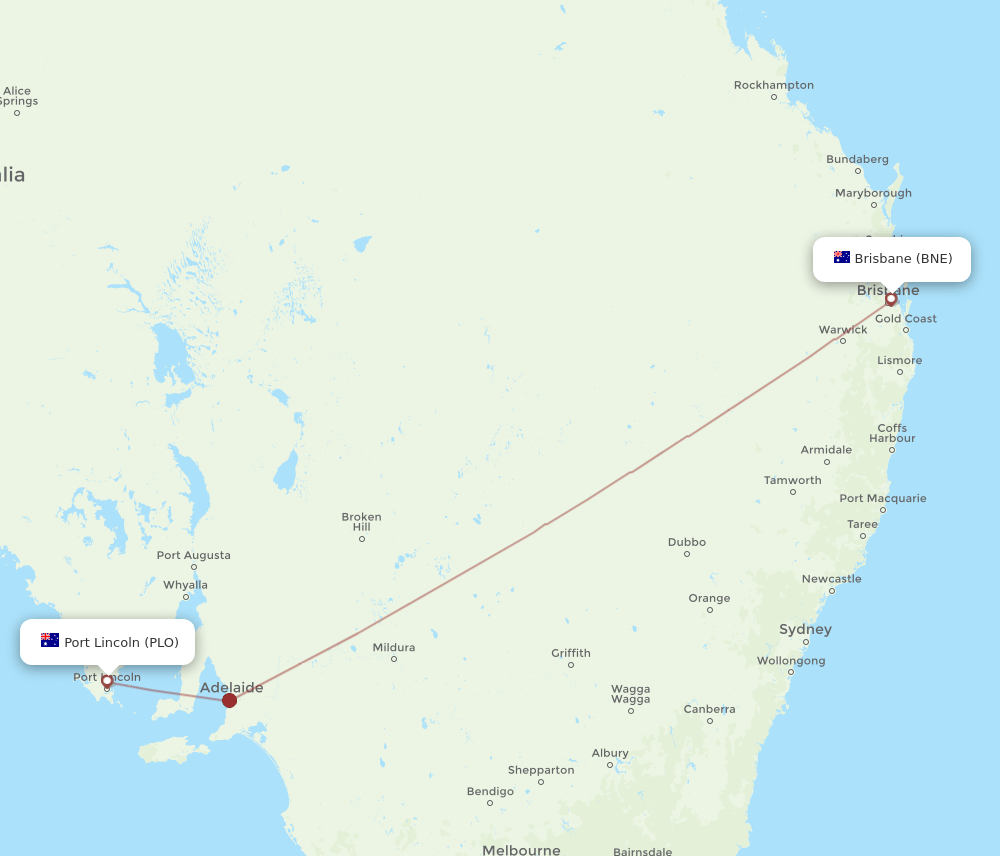 BNE-PLO flight routes