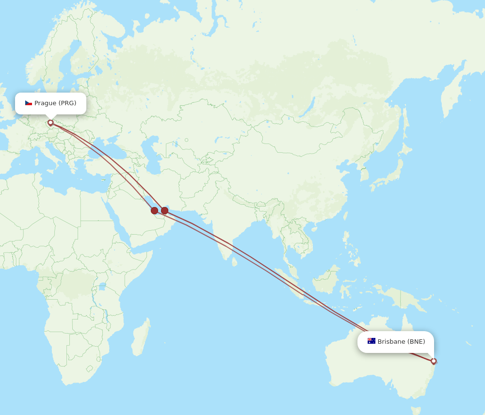 BNE-PRG flight routes