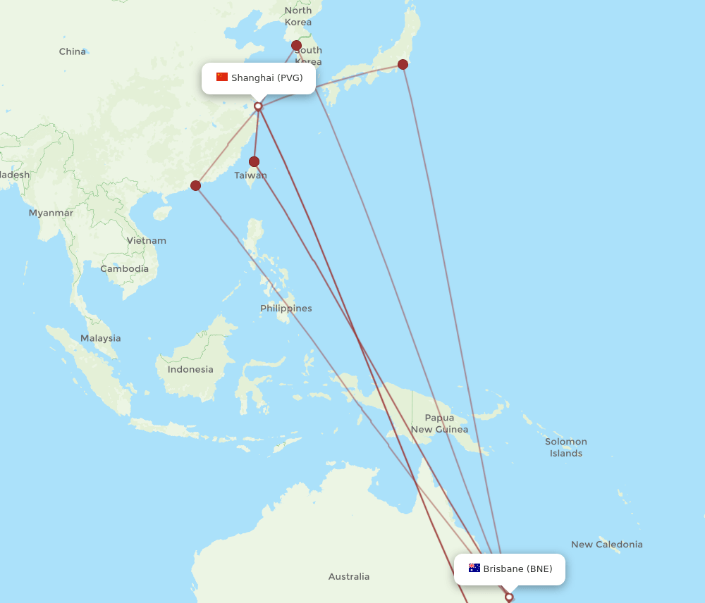 BNE-PVG flight routes